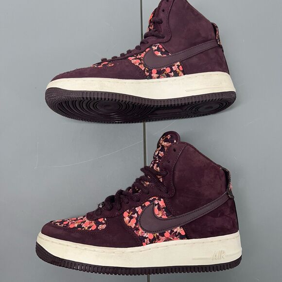 Nike Nike Air Force 1 Liberty High Women 7.5 706653-600 Deep Burgundy Polka Dot - Picture 2 of 11